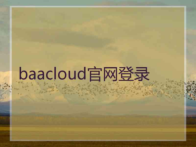 baacloud官网登录