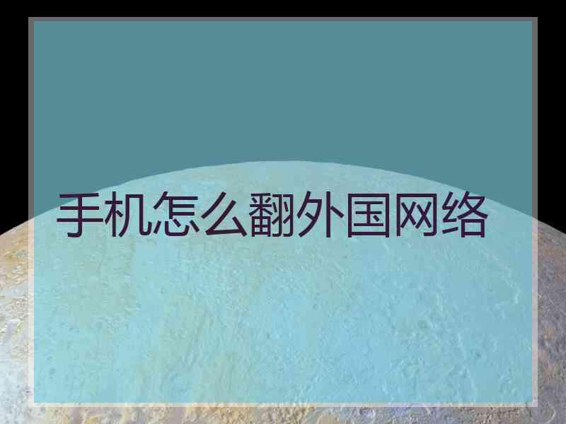 手机怎么翻外国网络
