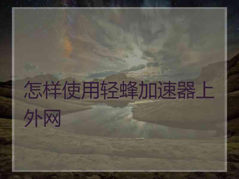 怎样使用轻蜂加速器上外网