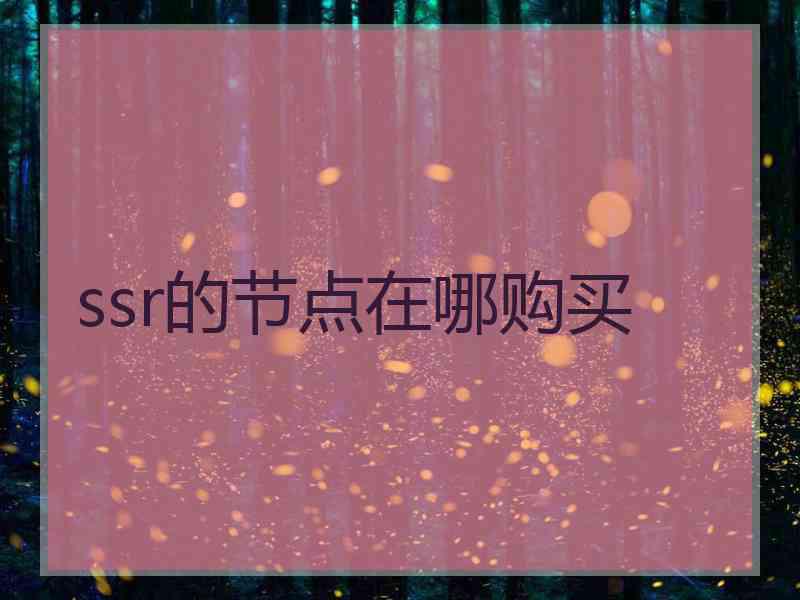 ssr的节点在哪购买