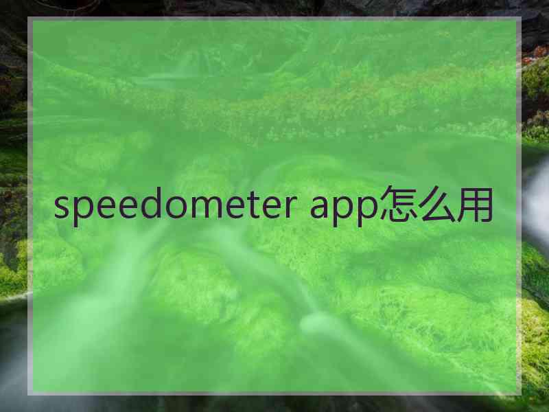 speedometer app怎么用