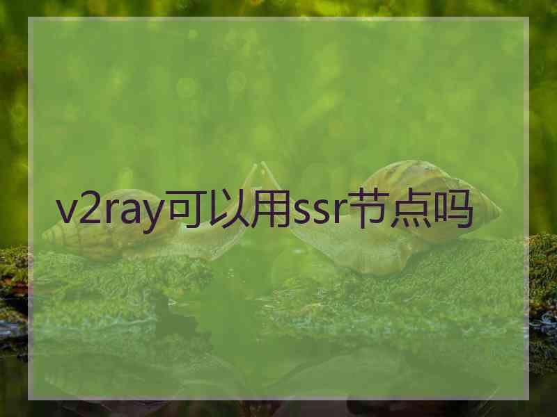 v2ray可以用ssr节点吗
