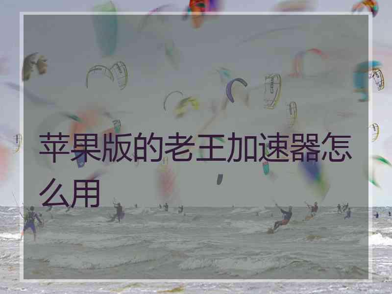苹果版的老王加速器怎么用