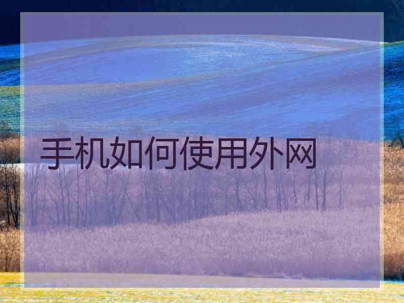 手机如何使用外网